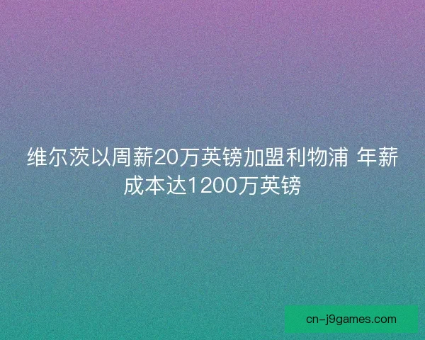 维尔茨以周薪20万英镑加盟利物浦 年薪成本达1200万英镑 维尔茨以周薪20万英镑加盟利物浦 年薪成本达1200万英镑